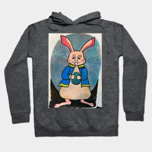 Bunny in Blue Jacket Hoodie